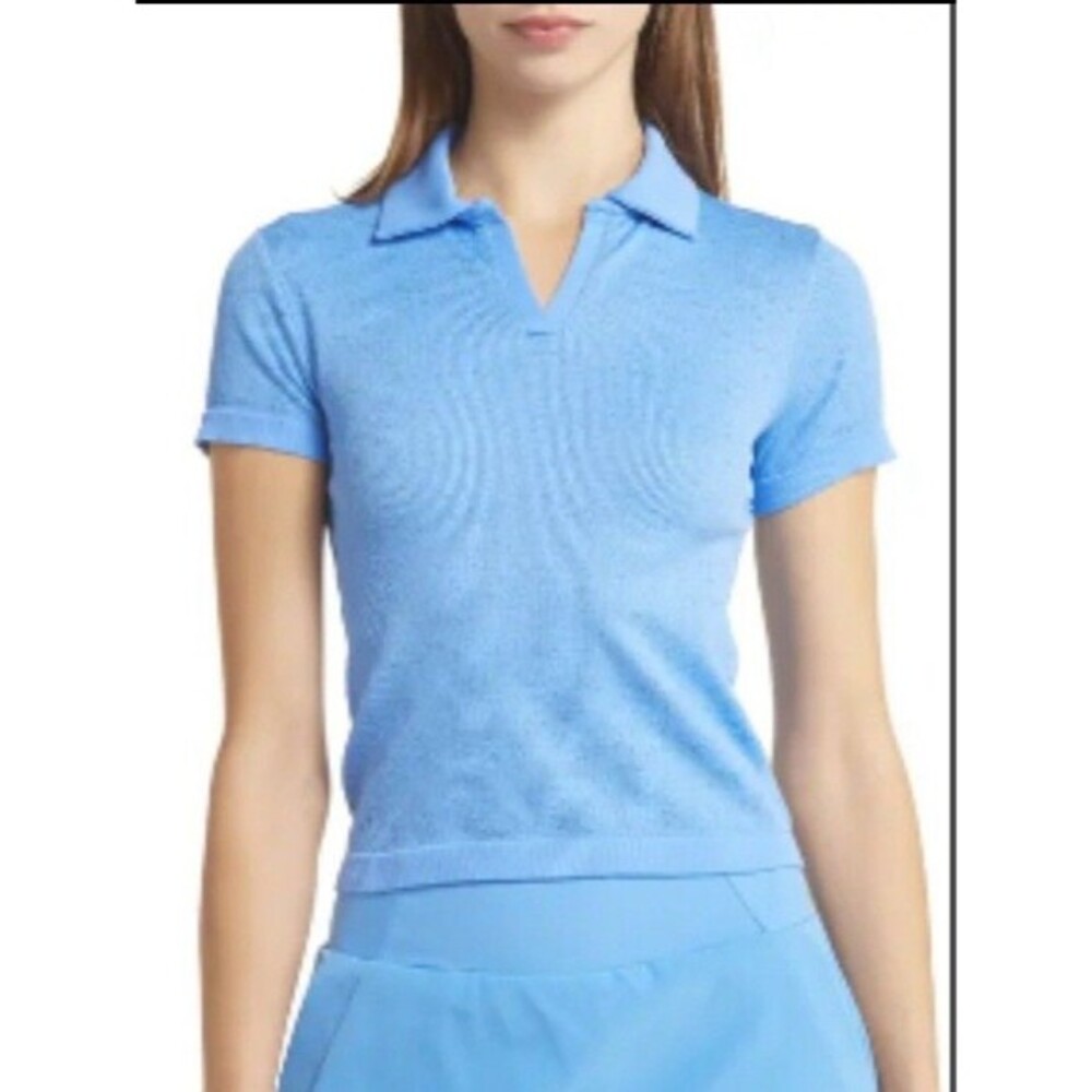 ZELLA Play Through Seamless Polo In Blue Regatta Size Small Nwot